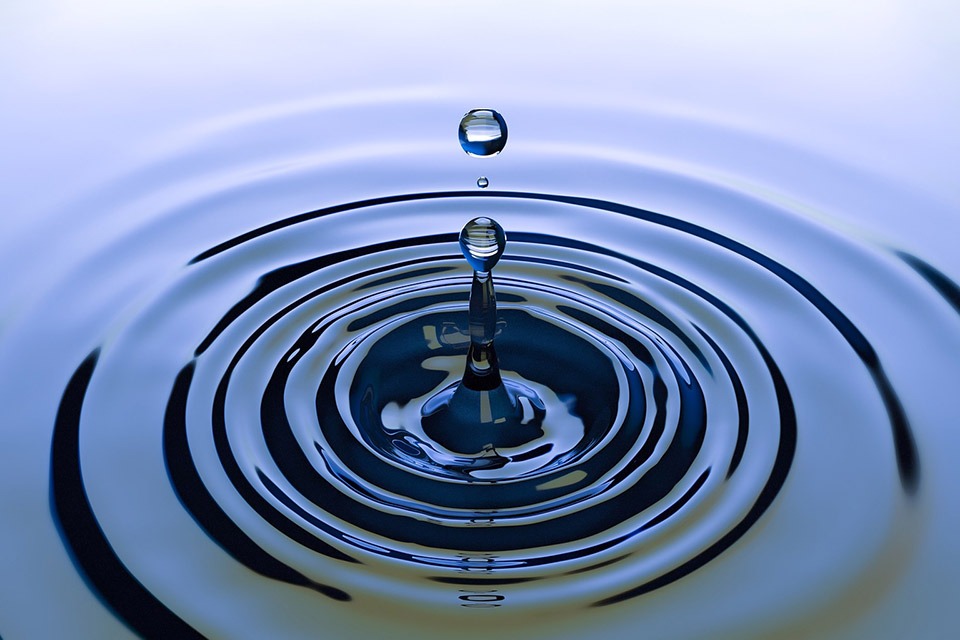 Droplet and ripples in water